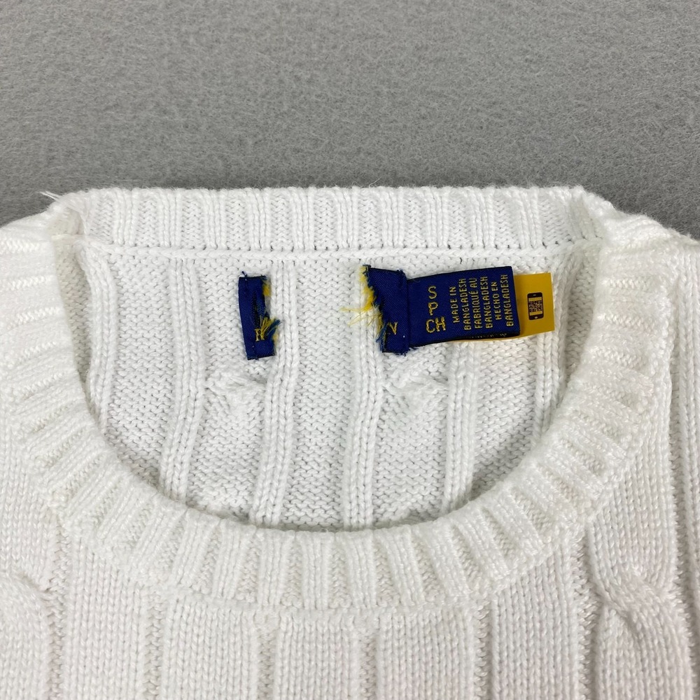 Polo Ralph Lauren Womens Cable Knit Long Sleeve Sweater White Small Preppy pony - Picture 4 of 16
